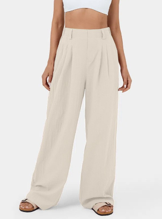 Pantalon Ajusté À Jambe Large Pour Femme | Idéal Pour Bureau Et Sorties Décontractées