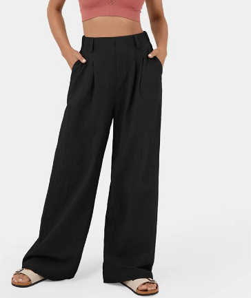 Pantalon Ajusté À Jambe Large Pour Femme | Idéal Pour Bureau Et Sorties Décontractées