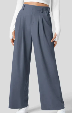 Pantalon Ajusté À Jambe Large Pour Femme | Idéal Pour Bureau Et Sorties Décontractées