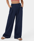 Pantalon Ajusté À Jambe Large Pour Femme | Idéal Pour Bureau Et Sorties Décontractées