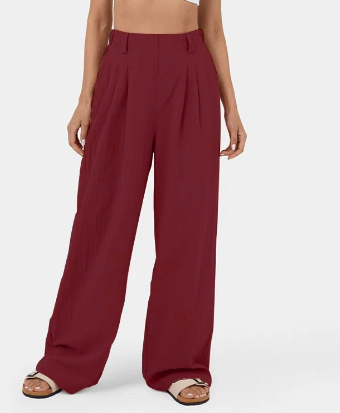Pantalon Ajusté À Jambe Large Pour Femme | Idéal Pour Bureau Et Sorties Décontractées