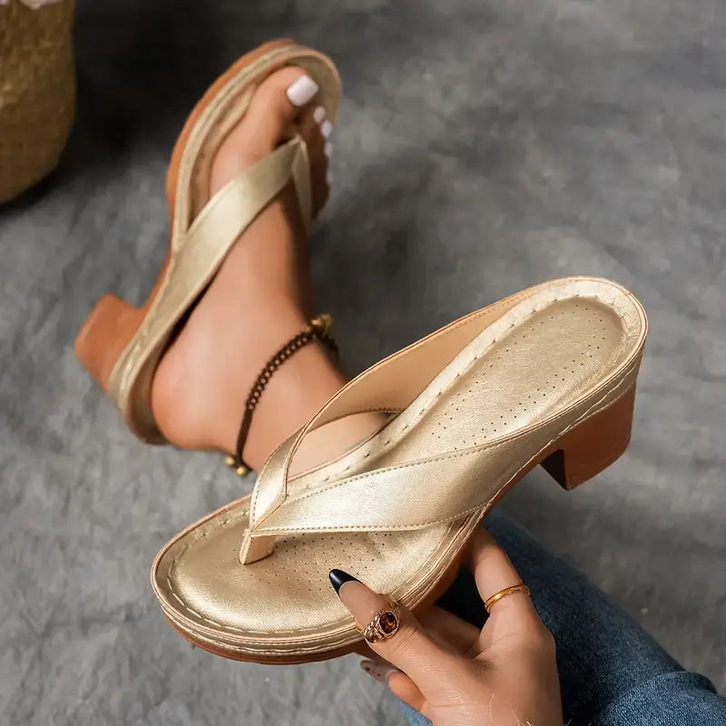 Sandales À Talon À Enfiler Avec Brides Ouvertes Pour Femmes | Idéal Pour Les Occasions Estivales
