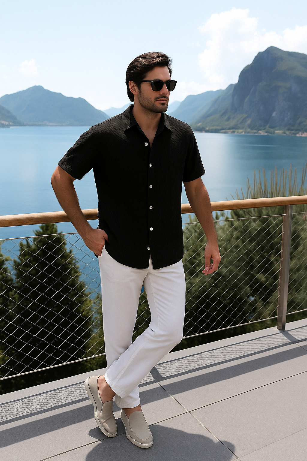 Ensemble Avec Chemise Manches Courtes Et Pantalon Long Pour Hommes | Idéal Pour La Saison Chaude