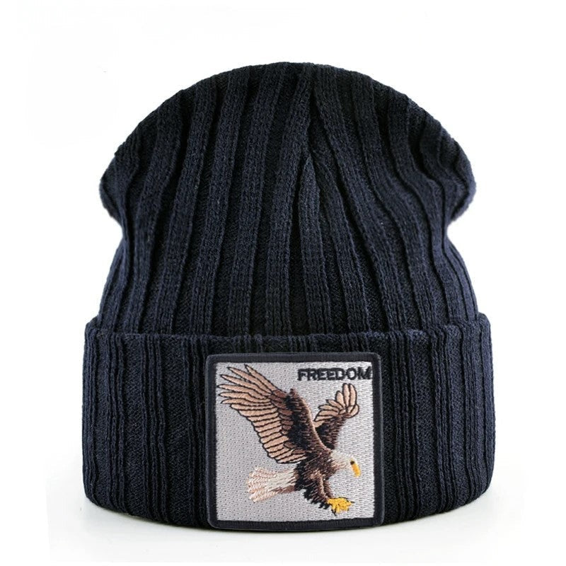 Bonnet Tricoté À Patchs Brodés pour Adulte | Idéal pour La Saison Hivernale