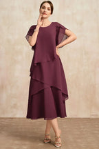 Robe Midi à Lignes Superposées avec Manches Courtes pour Femme | Idéale pour Événements et Occasions Estivales