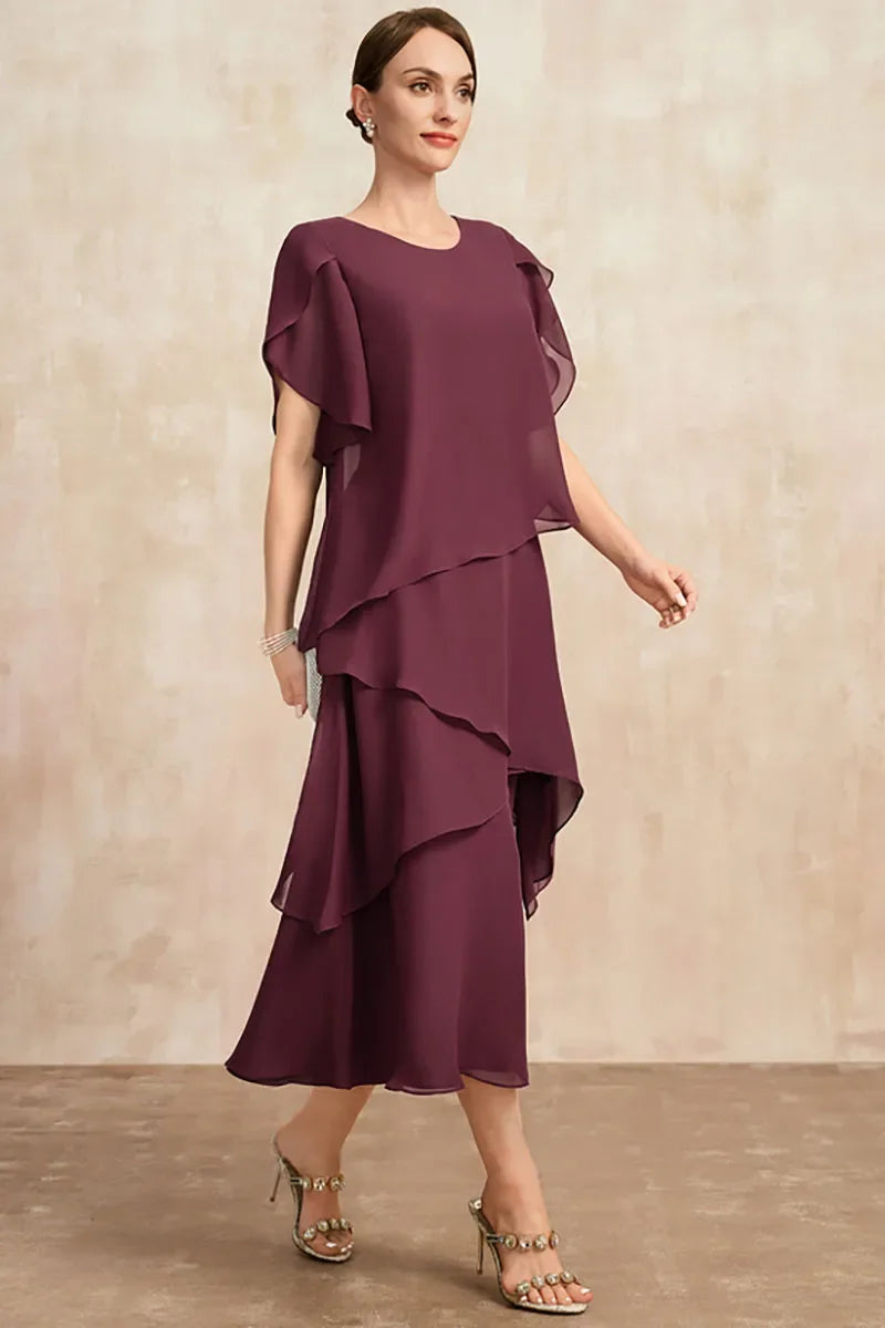 Robe Midi à Lignes Superposées avec Manches Courtes pour Femme | Idéale pour Événements et Occasions Estivales