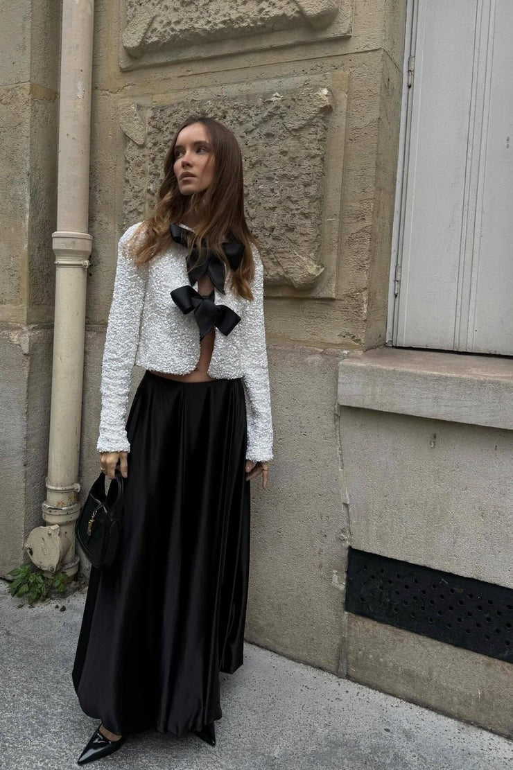 Haut À Sequins Avec Nœuds Décoratifs Et Manches Longues Pour Femmes | Idéal Pour Occasions Spéciales