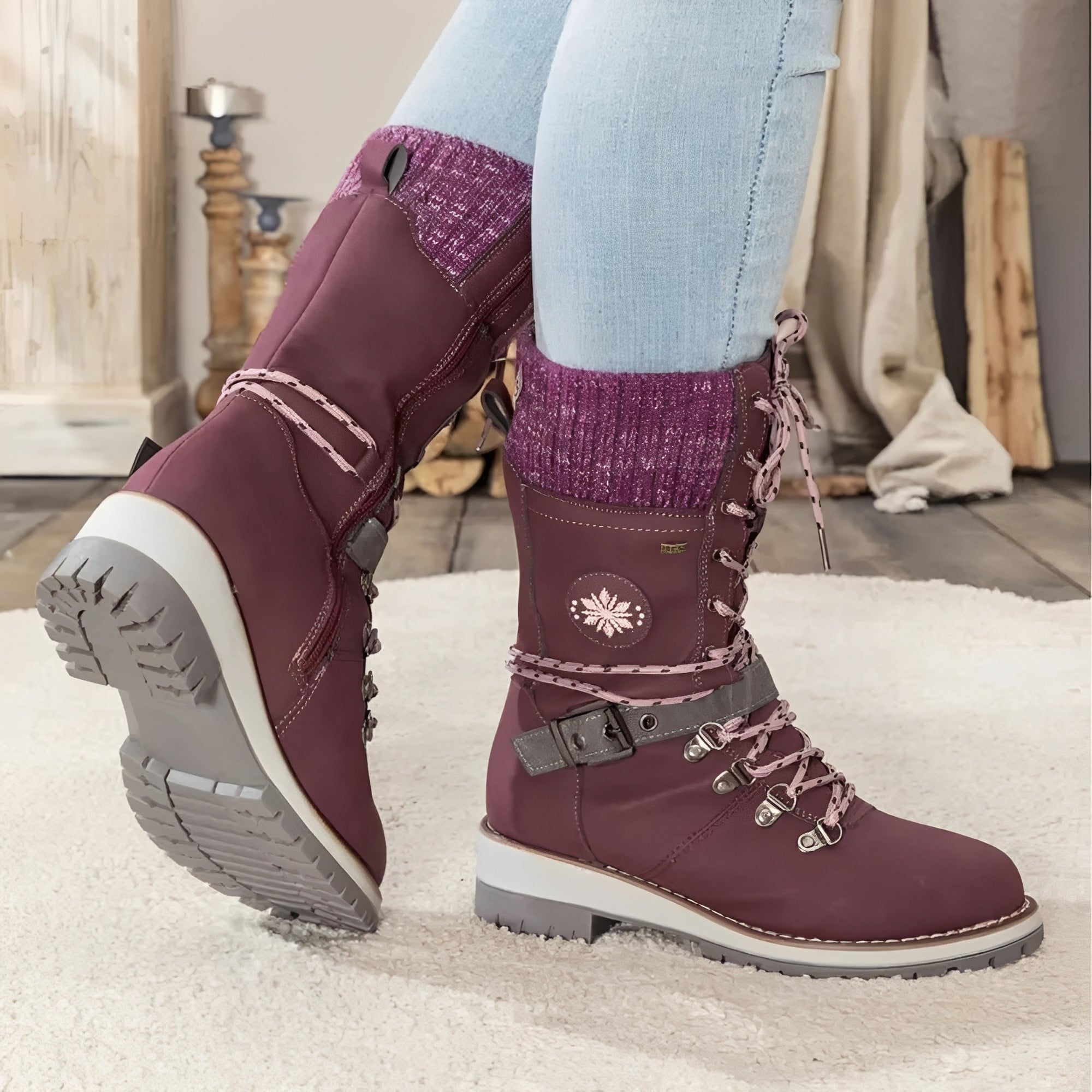Bottes De Neige Avec Laçage Et Semelle Antidérapante Pour Femmes | Idéales Pour L’hiver