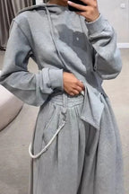 Ensemble Deux Pièces Uni avec Capuche et Pantalon à Taille Élastique pour Adulte | Idéal pour une Tenue Décontractée