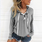 Sweat À Capuche À Lacets avec Col En V pour Adultes | Idéal pour Le Printemps Et L’Automne