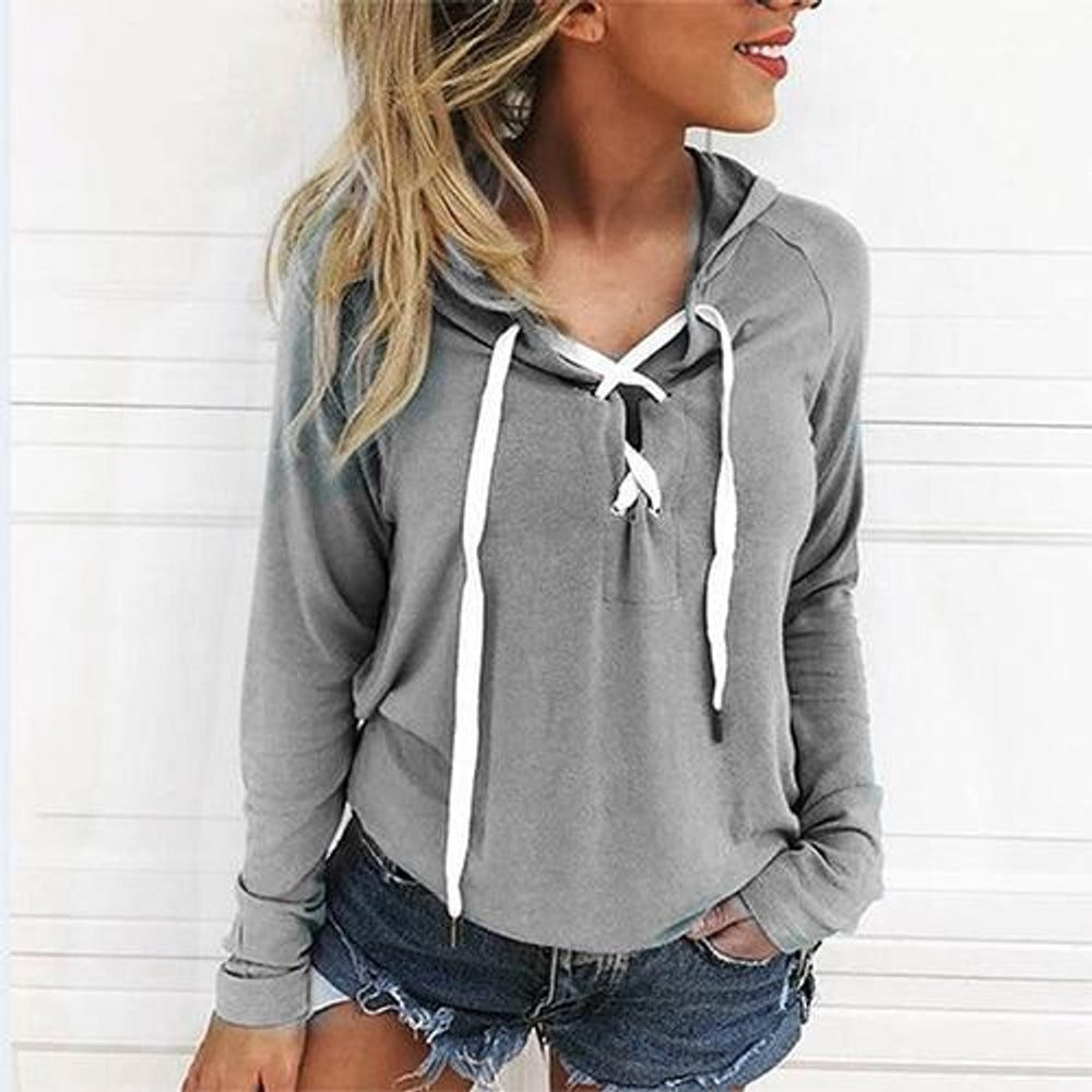 Sweat À Capuche À Lacets avec Col En V pour Adultes | Idéal pour Le Printemps Et L’Automne