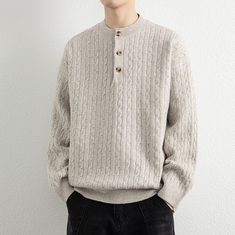 Pull Henley À Motif torsadé Pour Homme | Idéal Pour Les Saisons Automne-Hiver