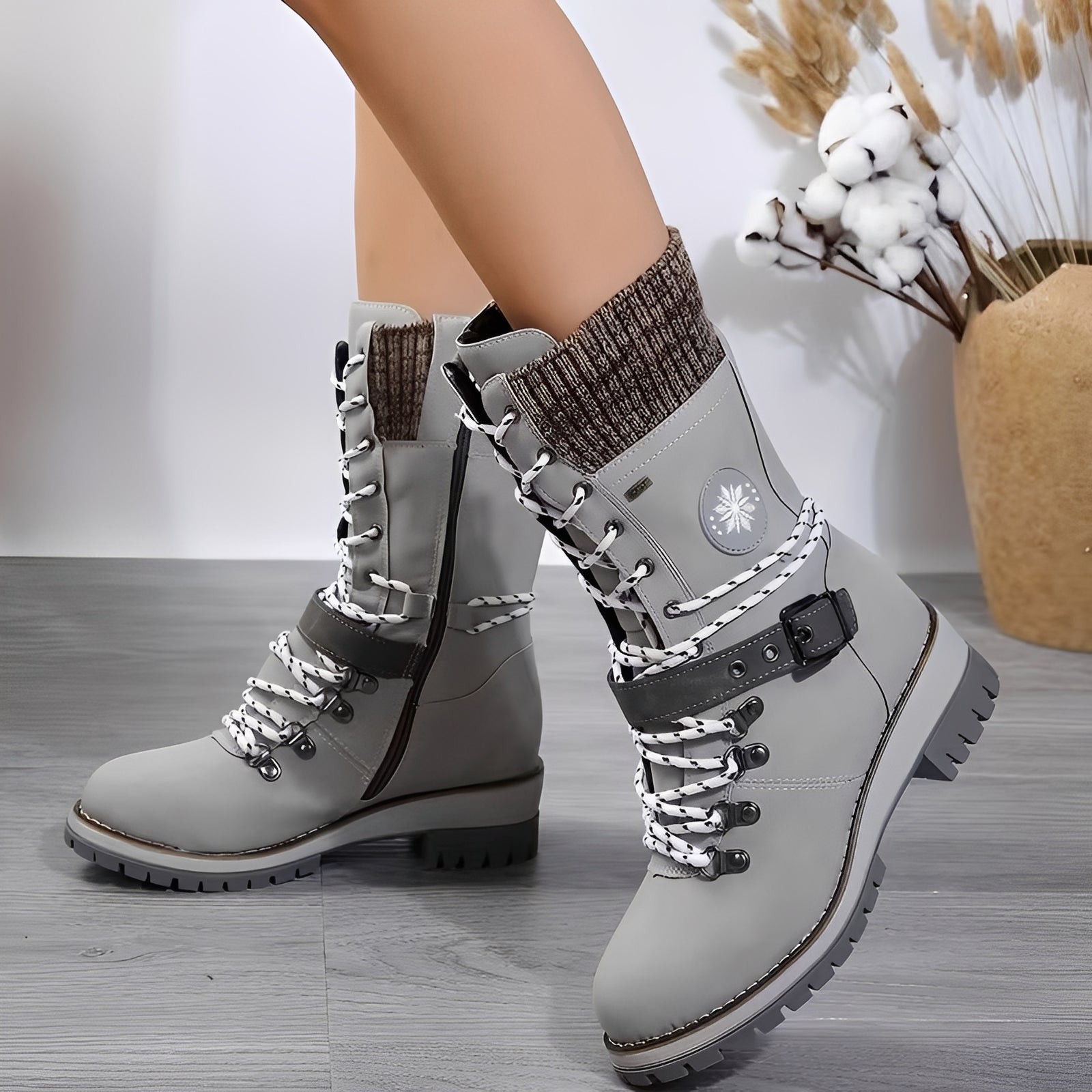 Bottes De Neige Avec Laçage Et Semelle Antidérapante Pour Femmes | Idéales Pour L’hiver