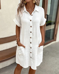Robe Chemise à Manches Courtes pour Femme avec Coupe Cintrée | Idéale pour le Quotidien