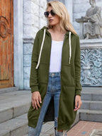 Sweat À Capuche Long À Fermeture Éclair pour Femme | Idéal pour Les Tenues Décontractées