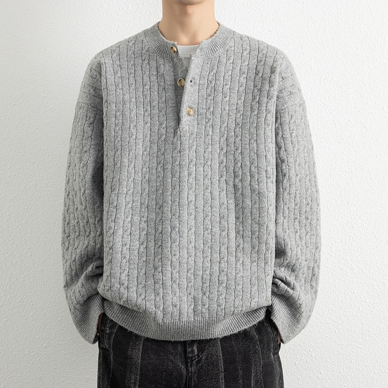 Pull Henley À Motif torsadé Pour Homme | Idéal Pour Les Saisons Automne-Hiver