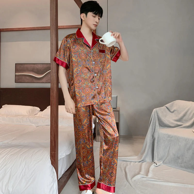 Pyjama Deux Pièces pour Homme avec Haut à Manches Courtes et Short | Idéal pour l’Été