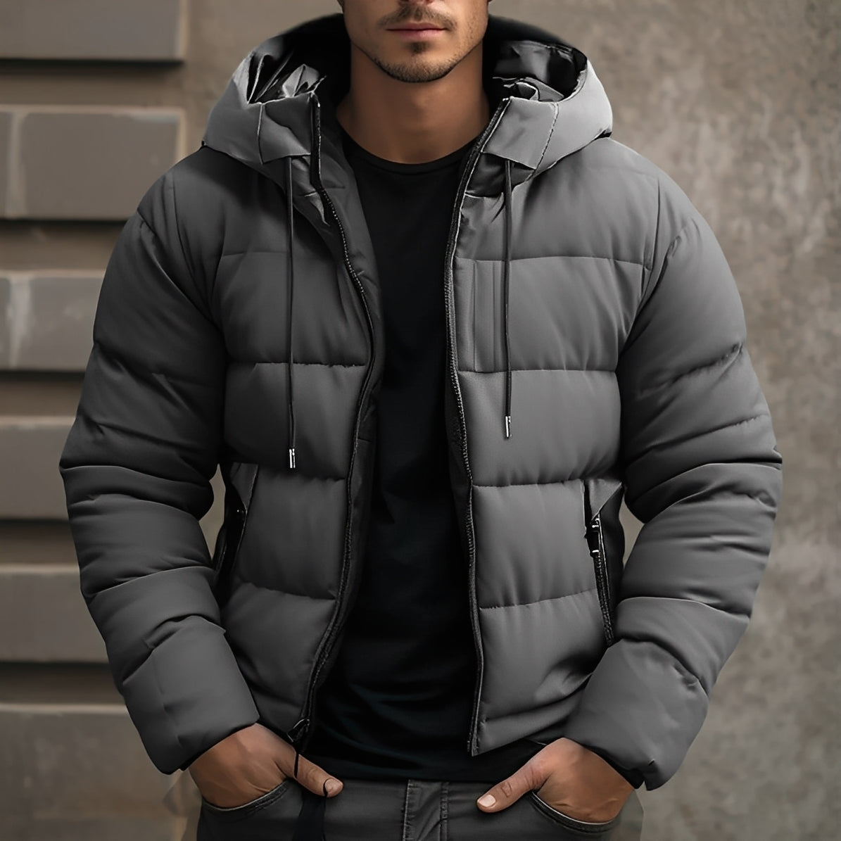 Veste D'hiver Avec Capuche Et Poches Pour Homme | Idéale Pour La Saison Froide
