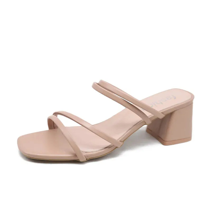 Sandales à Talon Moyen avec Brides Multiples pour Femme | Idéales pour les Occasions Spéciales