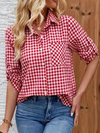 Chemise À Carreaux Avec Manches Longues Et Fermeture Boutonnée Pour Femmes | Idéal Pour Usage Quotidien