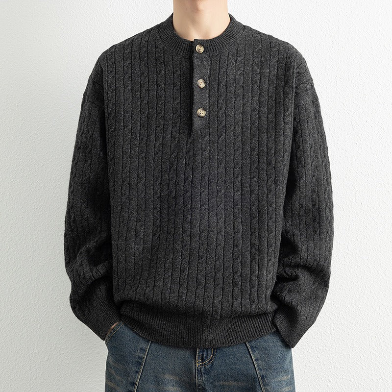 Pull Henley À Motif torsadé Pour Homme | Idéal Pour Les Saisons Automne-Hiver