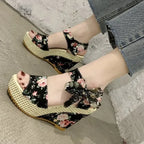 Sandales à Semelle Compensée avec Lacets à la Cheville pour Femme | Idéales pour l'Été et les Occasions Spéciales