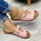 Sandales Plates À Enfiler Avec Décoration Nœud Pour Femmes | Idéal Pour Les Occasions Estivales