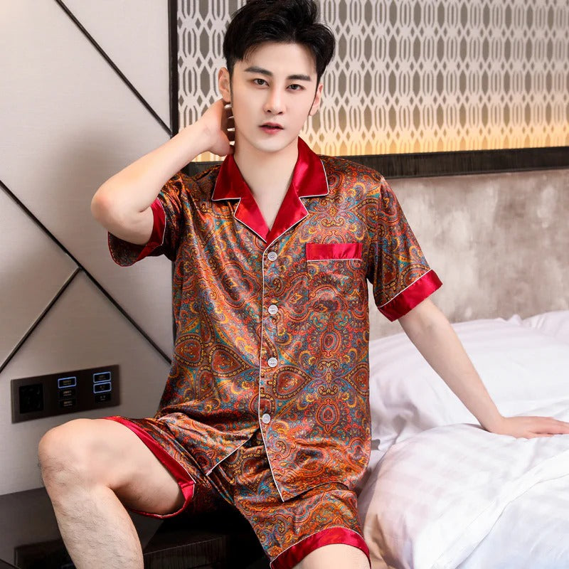 Pyjama Deux Pièces pour Homme avec Haut à Manches Courtes et Short | Idéal pour l’Été