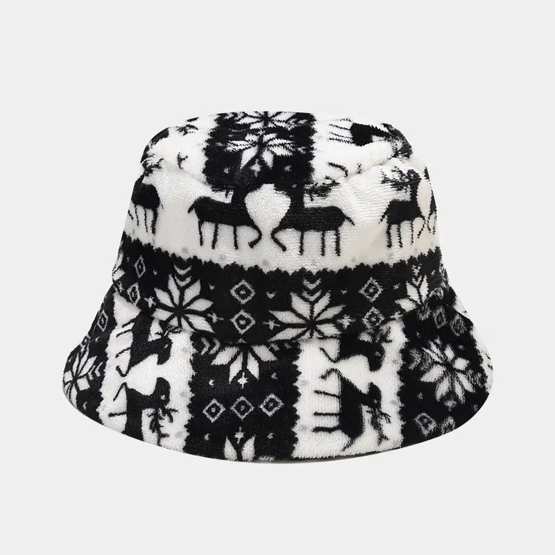 Chapeau Bob À Motif Wapiti Et Flocon pour Adulte | Idéal pour Les Fêtes De Fin D’Année
