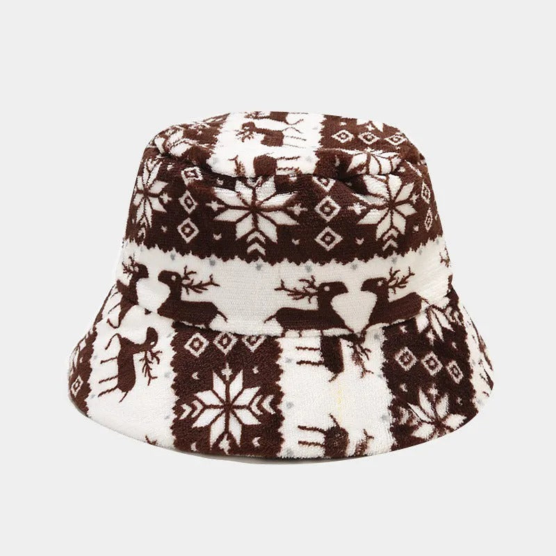 Chapeau Bob À Motif Wapiti Et Flocon pour Adulte | Idéal pour Les Fêtes De Fin D’Année