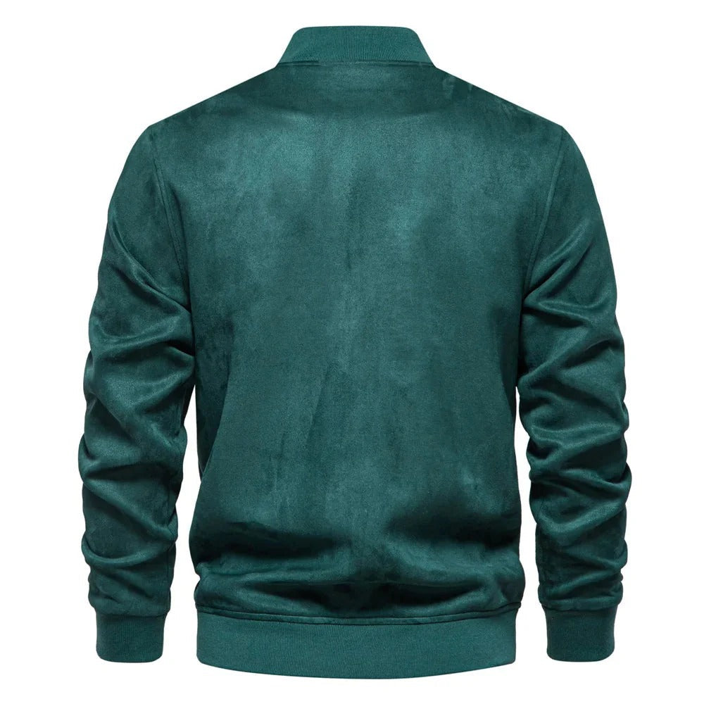 Bomber en Suède pour Hommes avec Fermeture Zippée et Poches Multiples | Idéal pour Tenues Quotidiennes