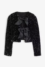 Haut À Sequins Avec Nœuds Décoratifs Et Manches Longues Pour Femmes | Idéal Pour Occasions Spéciales
