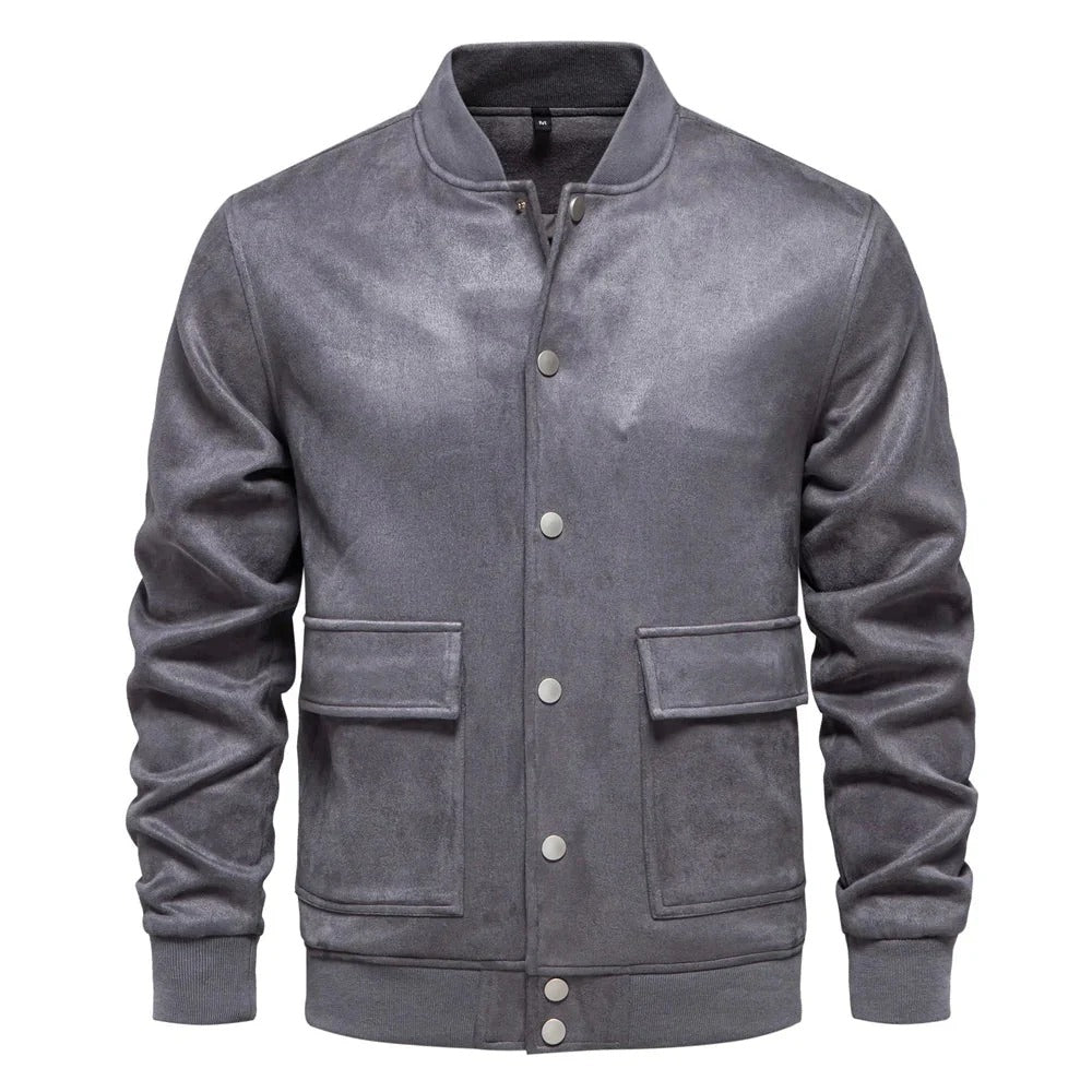 Bomber en Suède pour Hommes avec Fermeture Zippée et Poches Multiples | Idéal pour Tenues Quotidiennes