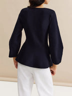 Blouse Portefeuille Avec Manches Bouffantes Et Col En V Pour Femmes | Idéal Pour Usage Quotidien