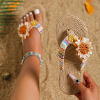 Sandales à Brides avec Fleurs Décoratives pour Femme | Idéales pour l'Été