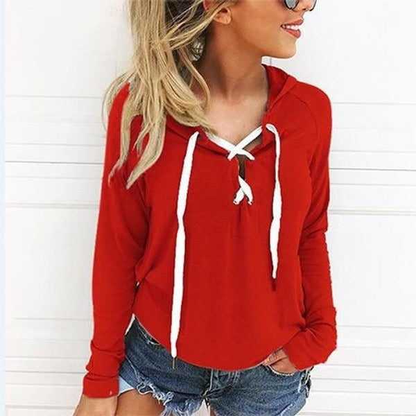 Sweat À Capuche À Lacets avec Col En V pour Adultes | Idéal pour Le Printemps Et L’Automne