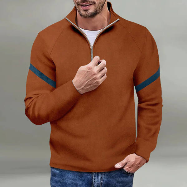 Pull À Col Zippé Avec Manches Rayées Pour Homme | Idéal Pour Les Saisons Automne-Hiver