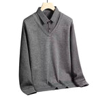 Sweatshirt Polo Tricoté avec Col en V pour Homme | Idéal pour Tenue de Bureau Décontractée