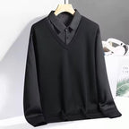 Sweatshirt Polo Tricoté avec Col en V pour Homme | Idéal pour Tenue de Bureau Décontractée