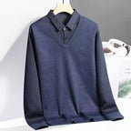 Sweatshirt Polo Tricoté avec Col en V pour Homme | Idéal pour Tenue de Bureau Décontractée
