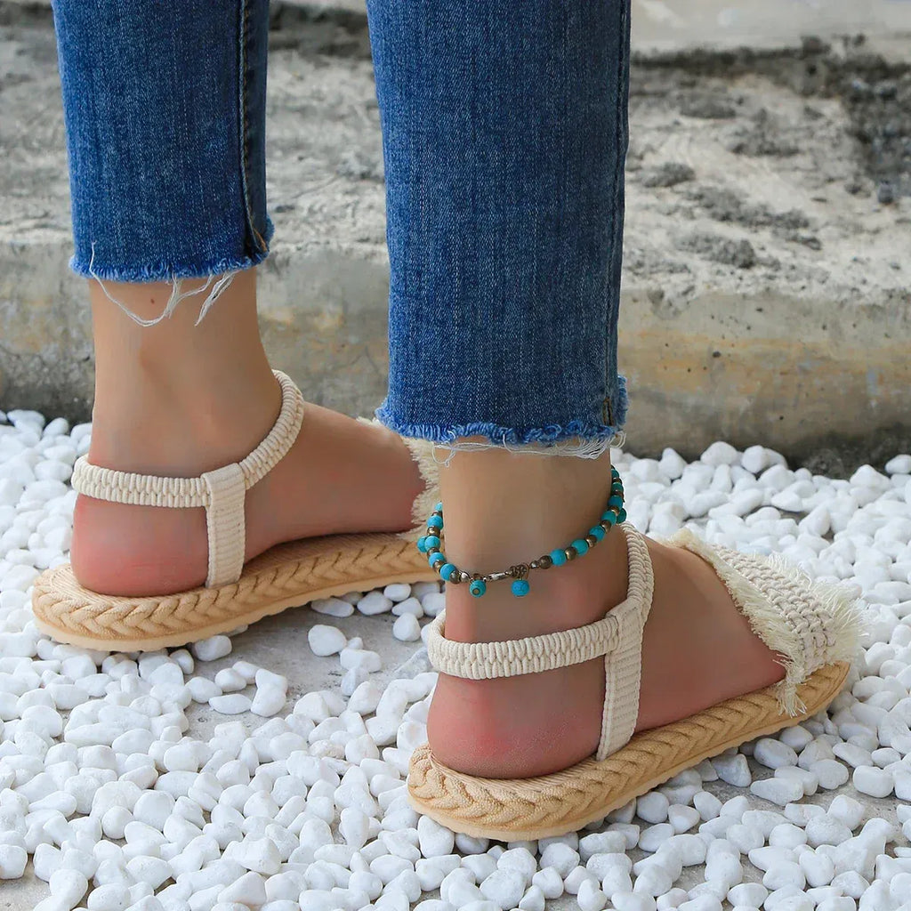Sandales à Franges avec Semelle Tressée pour Femme | Idéales pour l'Été