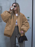 Veste Bomber Coupe Ample Avec Fermeture Zippée Pour Femmes | Idéal Pour Mi-Saison Et Usage Quotidien