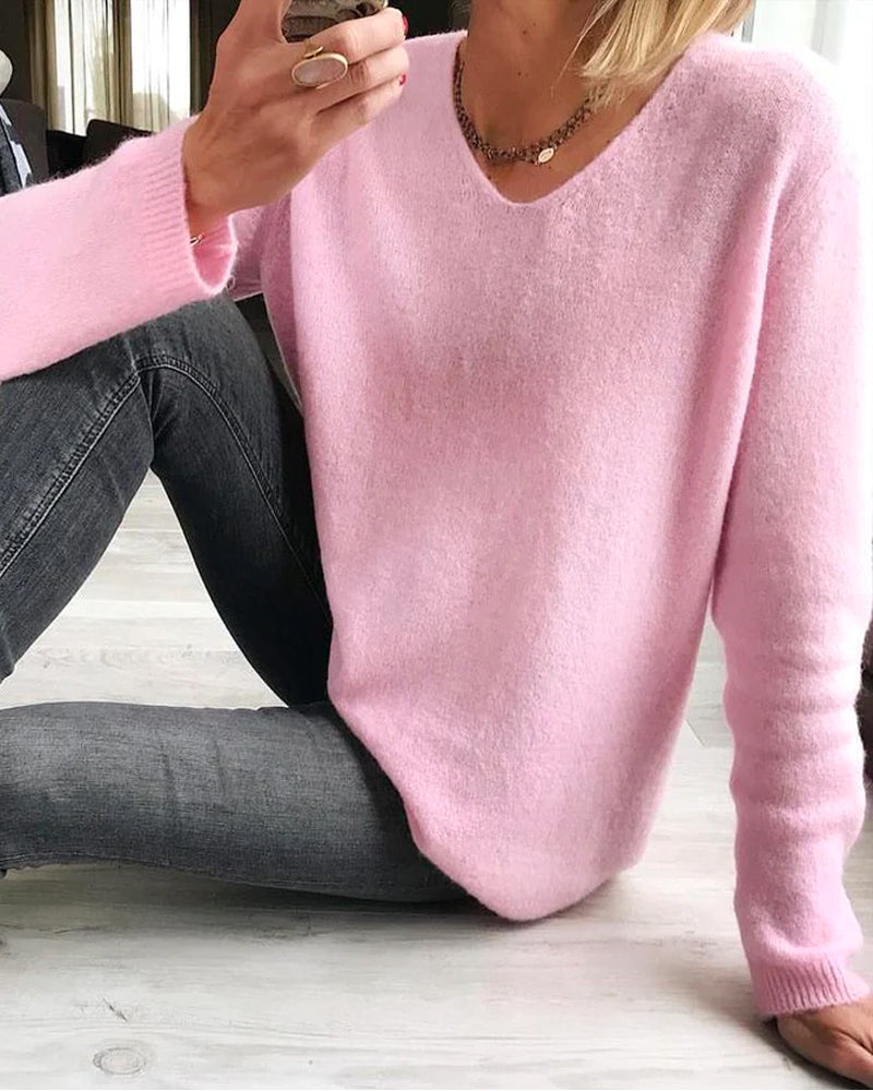 Pull À Col En V À Coupe Ample Pour Femmes | Idéal Pour Mi-saison