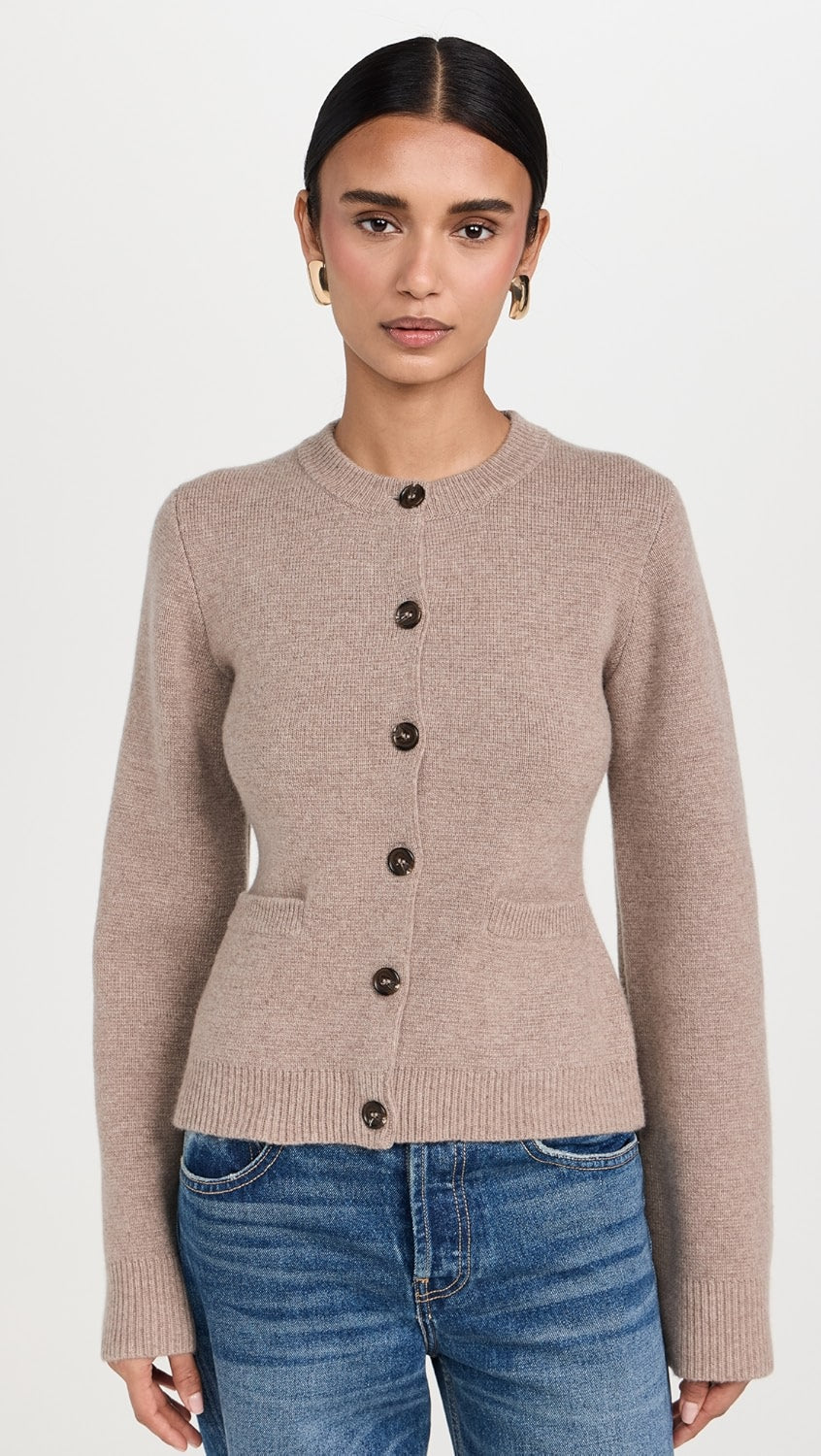 Cardigan à Col Rond et Boutons Contrastants pour Femmes | Ideal for Mi-Saison et Usage Quotidien