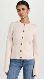Cardigan à Col Rond et Boutons Contrastants pour Femmes | Ideal for Mi-Saison et Usage Quotidien