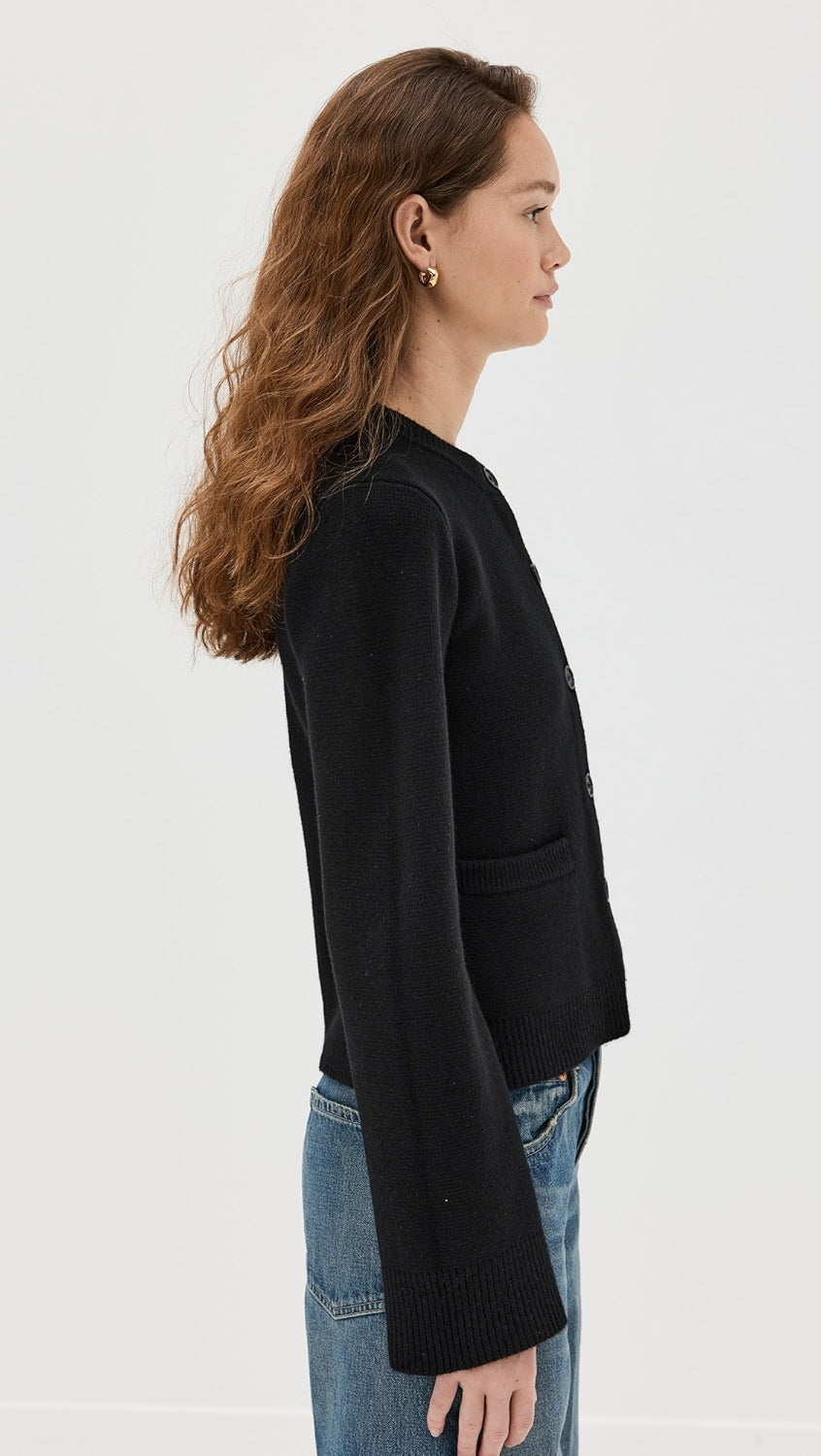 Cardigan à Col Rond et Boutons Contrastants pour Femmes | Ideal for Mi-Saison et Usage Quotidien
