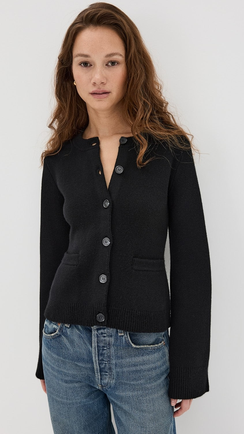 Cardigan à Col Rond et Boutons Contrastants pour Femmes | Ideal for Mi-Saison et Usage Quotidien