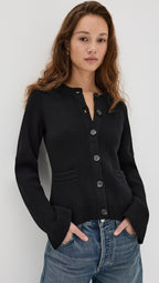 Cardigan à Col Rond et Boutons Contrastants pour Femmes | Ideal for Mi-Saison et Usage Quotidien