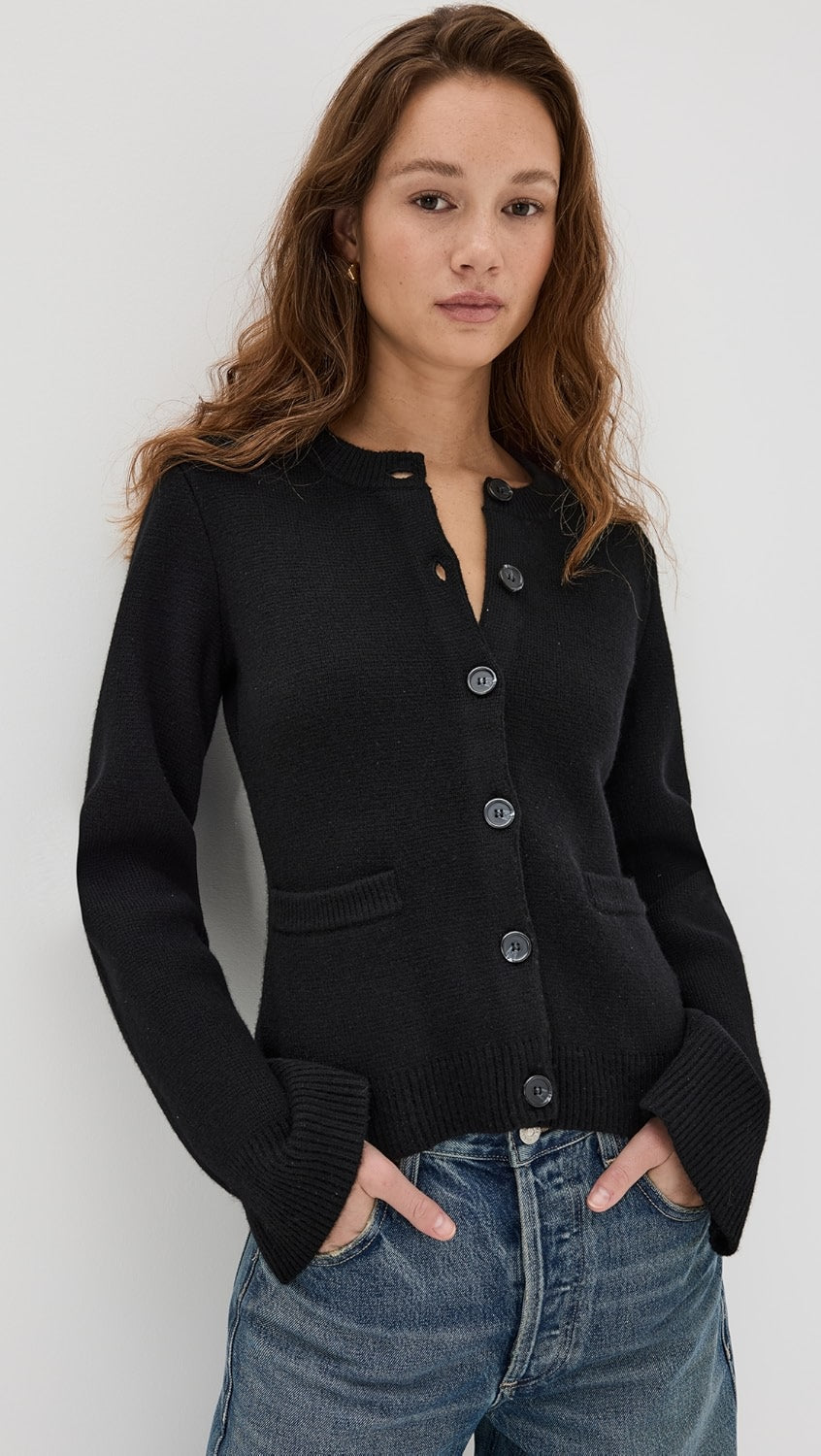 Cardigan à Col Rond et Boutons Contrastants pour Femmes | Ideal for Mi-Saison et Usage Quotidien