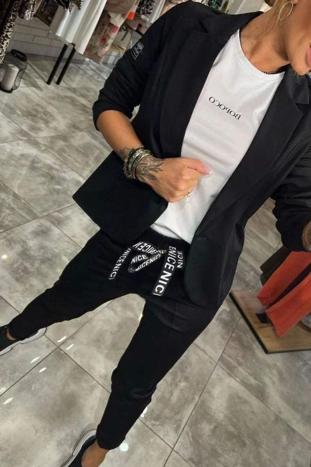 Ensemble Blazer Léger Et Pantalon À Taille Élastique Pour Femme | Idéal Pour Un Usage Professionnel Et Quotidien